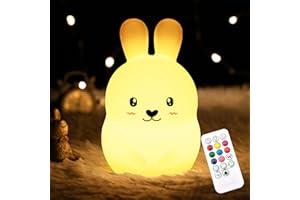 CHWARES Night Light for Kids, Bunny Nursery Night Lights with Remote, 7 Color Kawaii Lamp, Room Decor, USB Rechargeable, Cute Lamp Gifts for Baby, Children, Toddlers, Teen Girls