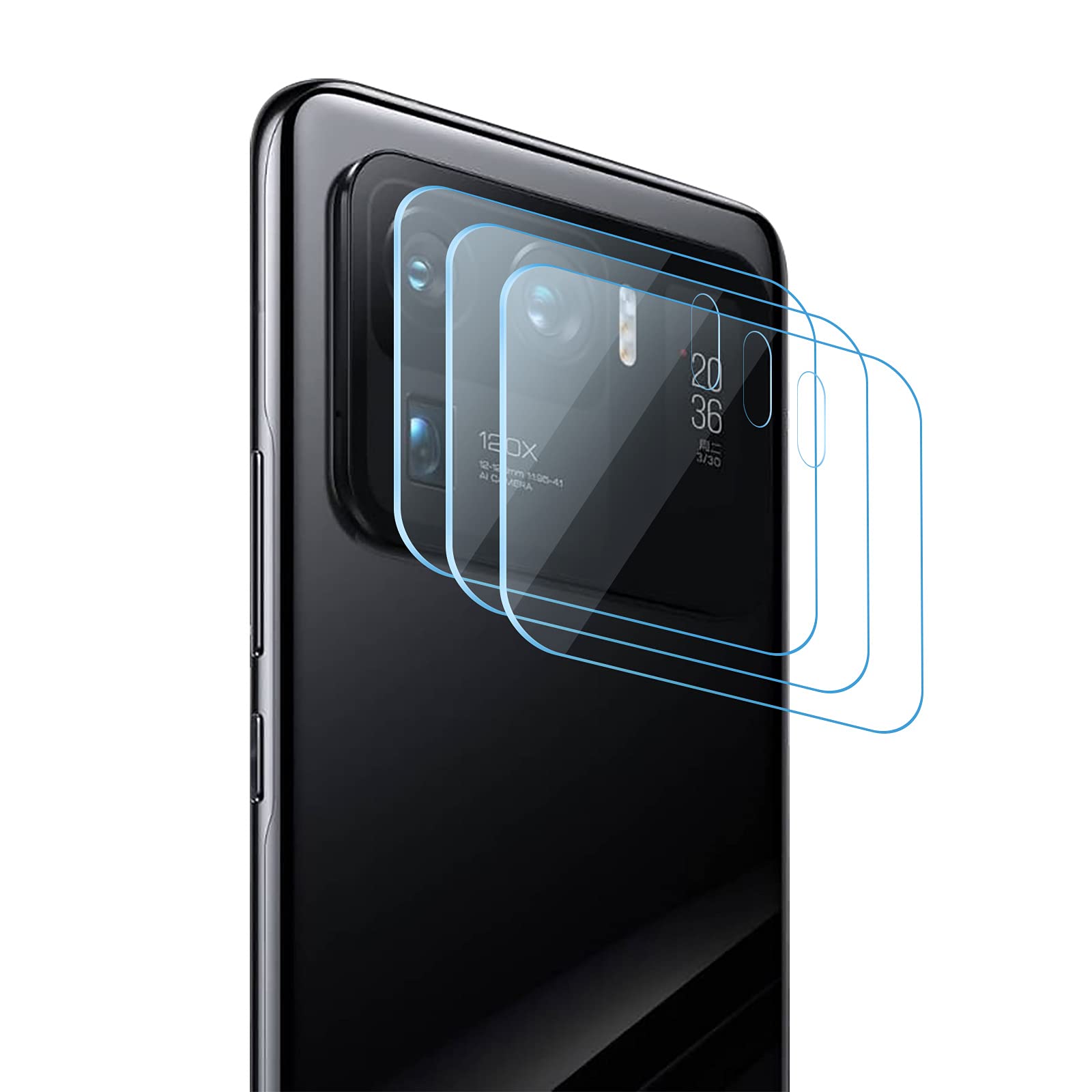 Zidwzidwei Camera Tempered Glass Screen Protector for Xiaomi Mi 11 Ultra, Scratch-Resistant, Bubble-, 9 Hardness, HD Transparency, Camera Lens, Tempered Glass Screen Protector for Xiaomi Mi 11 Ultra [Pack of 3]