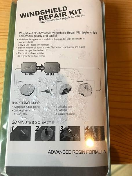 Amazon 英語パッケージ フロントガラス リペア キット 飛び石 修理 穴埋め ひび割れ修理 ２ヶ所分 車 バイク 車 バイク
