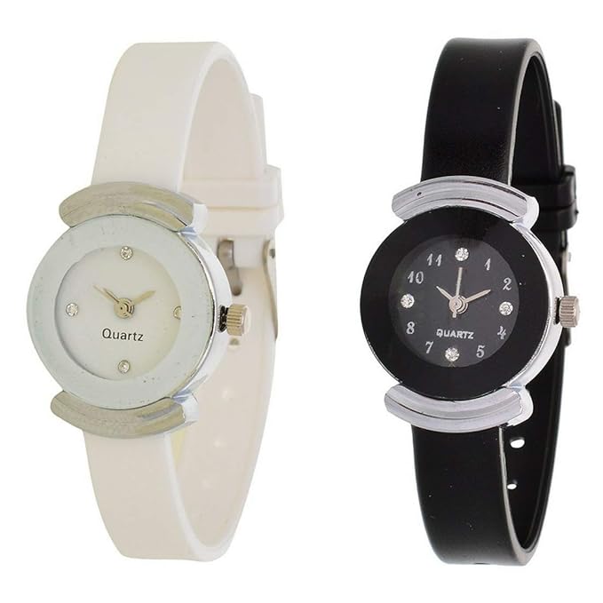 Black White Color Stylish Cool Looking New Casual Crowd Girl & Woman Watch