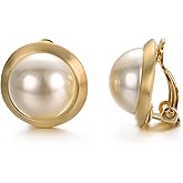 Yoursfs Clip on Earrings for Women Round Faux Pearl Earrings Clipon 18K Gold Plated Non Pierced Earring Jewelry