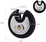 DAYGOS 70mm Stainless Disc Padlock with 3 Keys Weatherproof Heavy Duty view 3