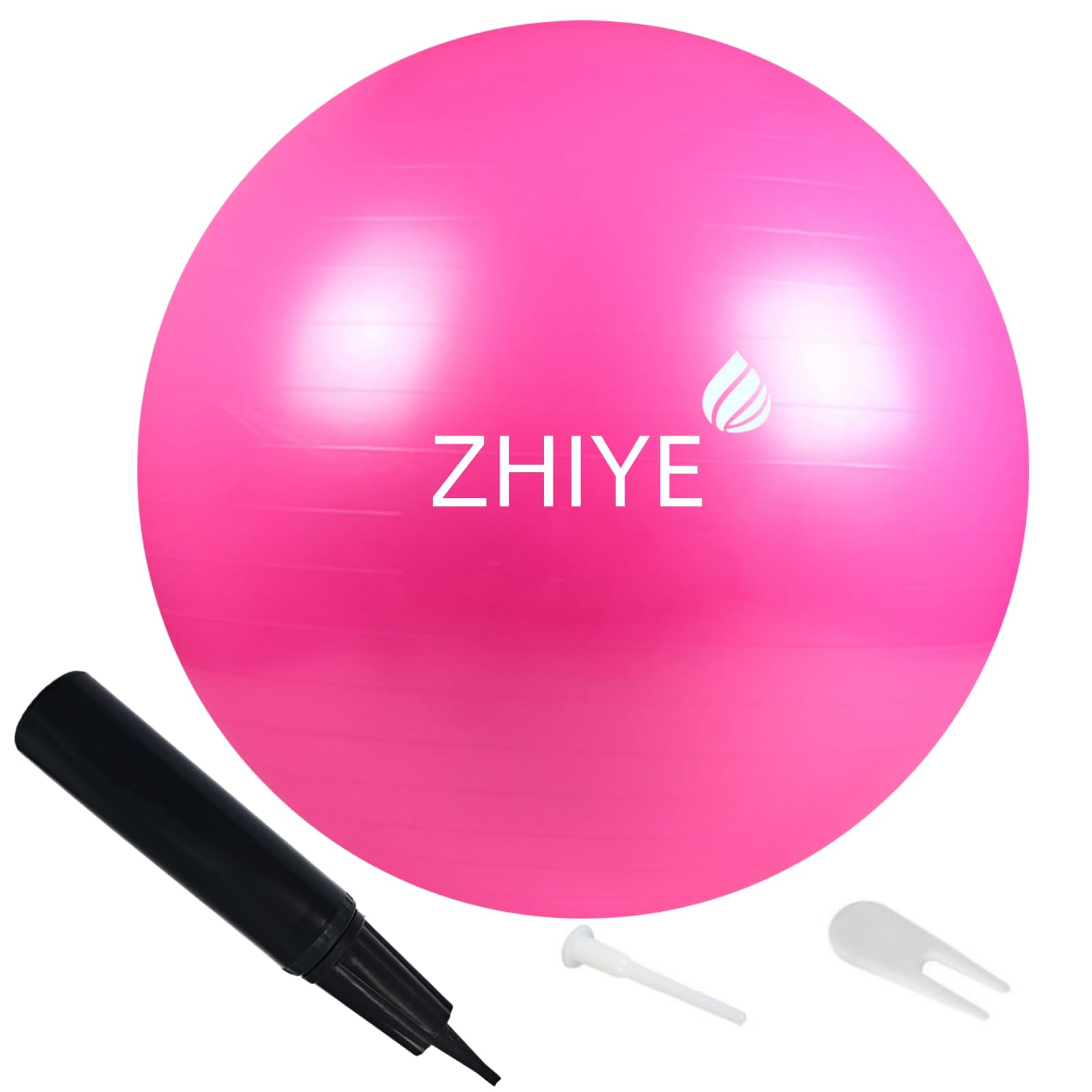 ZHIYE Pink Pilates Ball 45 CM Yoga Exercise Ball Core Fitness Bender, Yoga, Stability, Barre, Training Physical Therapy Swiss Ball Gym Home