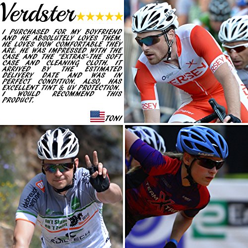 Verdster TourDePro Polarized Cycling Sport Sunglasses For Men and Women 5 Lenses, Sporty Shades