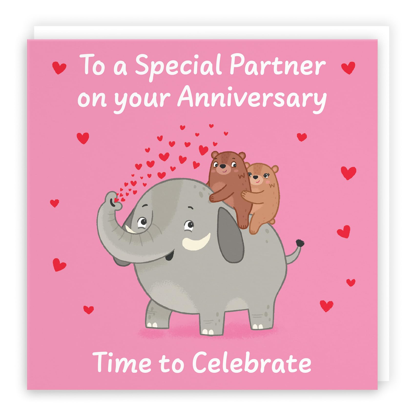 Hunts England - Cute Elephant Love Partner Anniversary Card - Fun Bears Anniversary Card - Love Story Collection