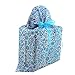 Reusable Fabric Gift Bag with Flowers and Swirls for Bridal Shower, Wedding Gift, Mother's Day or Any Occasion (Blue, Large 20 Inches Wide by 27 Inches High)