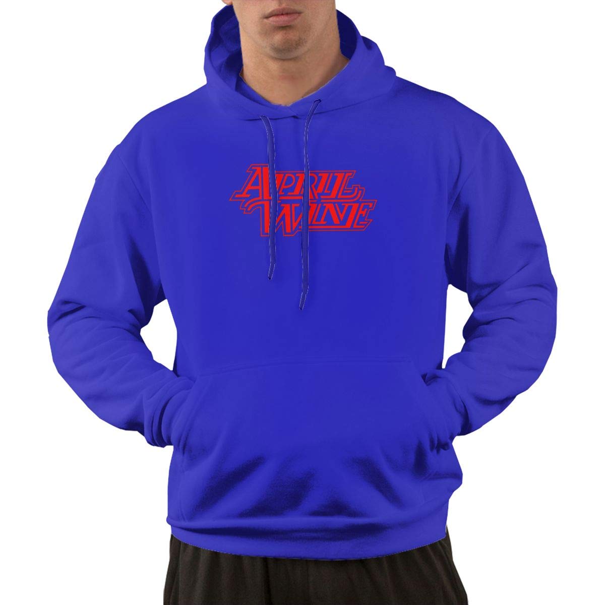 Erman Pullover Casual Blue Print April Wine Hooded Shirts With Pocket L