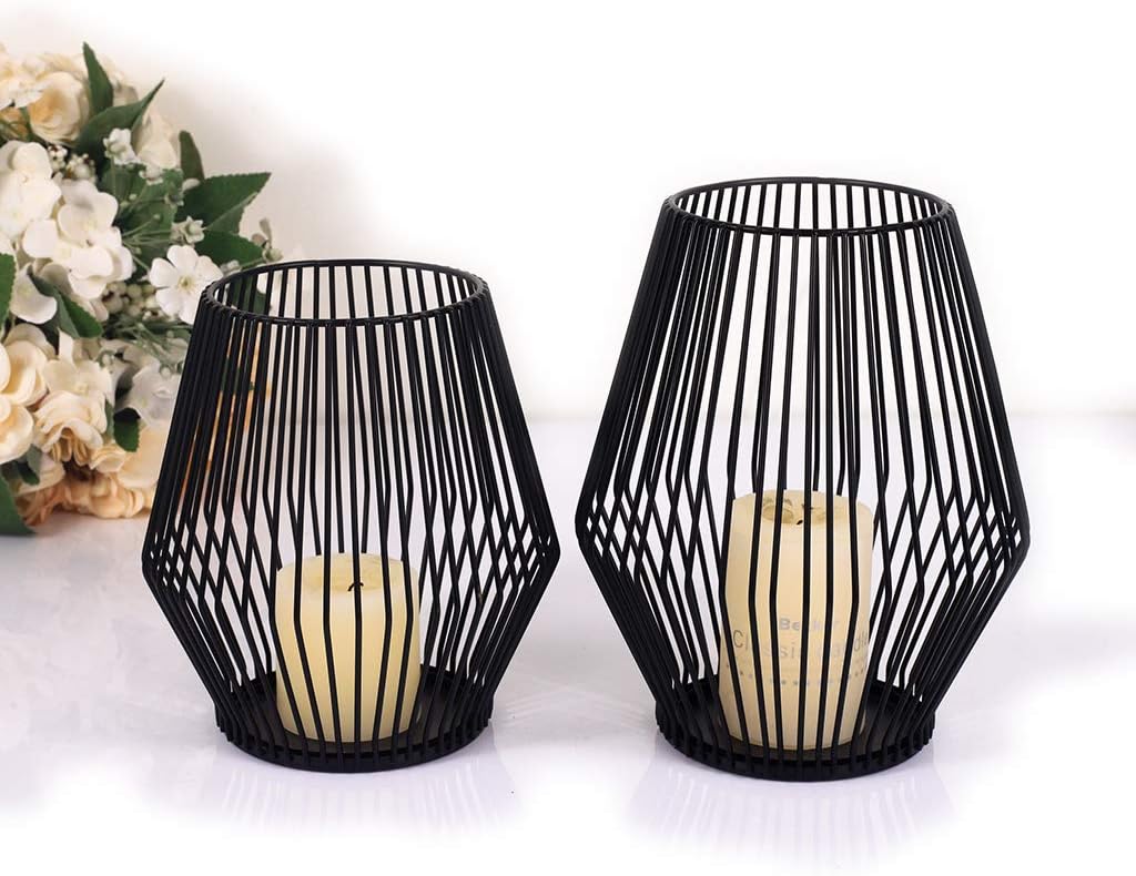 HUANGXIN Retro Candle Holders 2 Pcs Cylindrical Metal Candle Stand for Pillar & LED Candle Festival Birthday Candlelight Dinner Decorative Candleholders Black… (2, s+l): Home & Kitchen