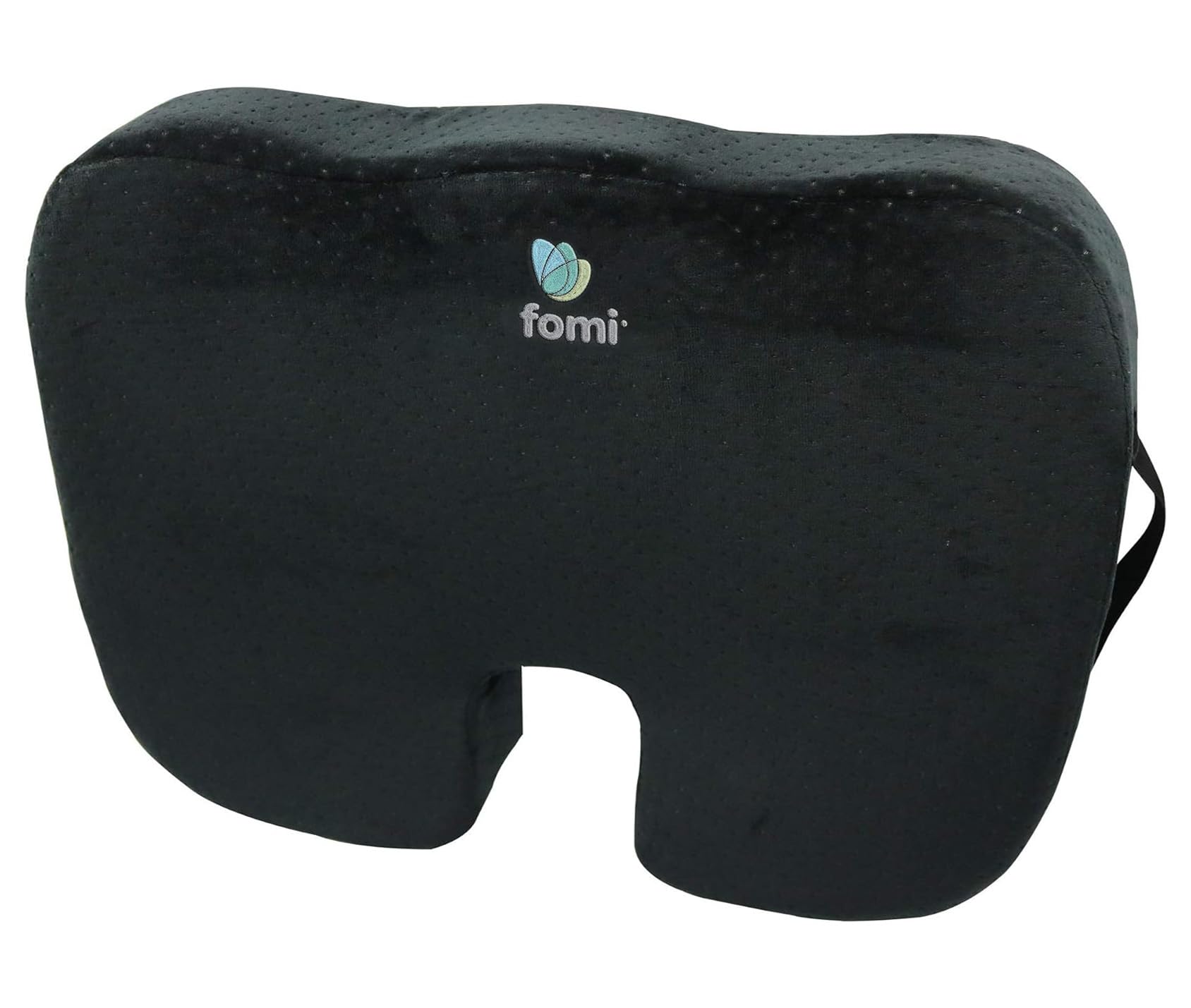 FOMI Extra Wide and Thick Firm Coccyx Seat Cushion | 20” x 16” x 3.5” | Large Black Orthopedic Memory Foam Pad for Car or Truck Seat, Office Chair, Wheelchair | Back Pain Relief