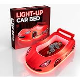 Air Candy Sleep Racer Toddler Car Bed, Red, Single, Ages 2-6 | Portable Kid Air Mattress - LED Night Light - For Travel &amp; Sleepovers