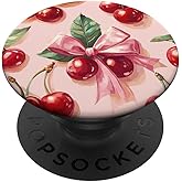 Coquette Cherry Pink Bow Cherry Lover Fruit PopSockets Adhesive PopGrip