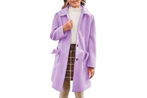 Meikulo Girls Single Breasted Dress Coat Kids Winter Outerwear Jackets Bowknot Pockets 5-14 Years