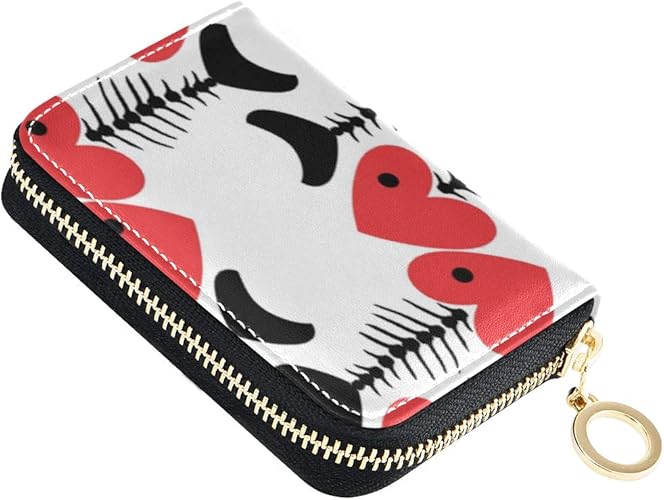 Amazon カードケース 赤の形 柄 小銭入れ コインケース 耐磁性 ポーチ 大容量 カード入れ 革 レザー カードホルダー 小さい 軽い ミニマリスト 極薄 二つ折り財布 メンズ レディース ブルファスナー 名刺入れ カード収納 9枚収納 男女兼用 クレジットカードケース