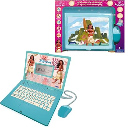 Lexibook Disney Princess Moana bilingual educational laptop EN/FR 124