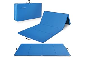 BalanceFrom 10x4 Feet 4-Panel Folding Gymnastics Mat – 2-Inch Thick Pad with Vinyl Surface and Carrying Handles for Tumbling, Yoga, Pilates, Home Workouts, and Martial Arts