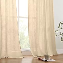 Joydeco Linen Curtains 108 Inch Length 2 Panels