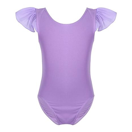 YiZYiF Mädchen Ballettanzug Flügelärmel Ballett Trikot Turnanzug Tanz-Body Gymnastikanzug mit Chiffon Baumwolle Ballettkleidu
