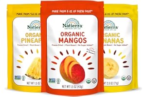 NATIERRA Organic Freeze-Dried Pineapple, Banana & Mango | USDA Organic, Non-GMO & Vegan | Variety Pack (of 3)