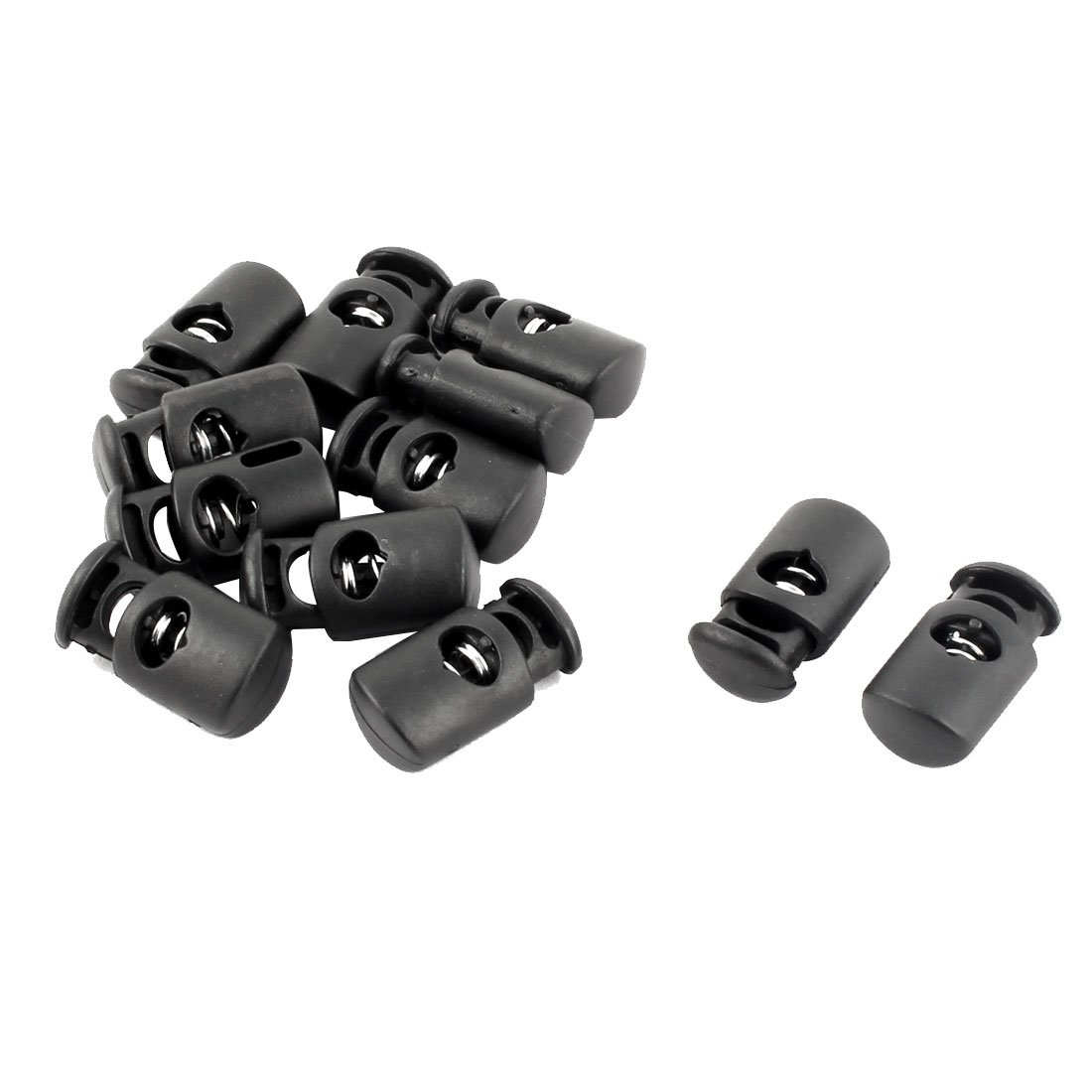 Sourcingmap Plastic Outdoor Single Hole String Cord Lock Clamp Toggle Spring Stop 12pcs Black