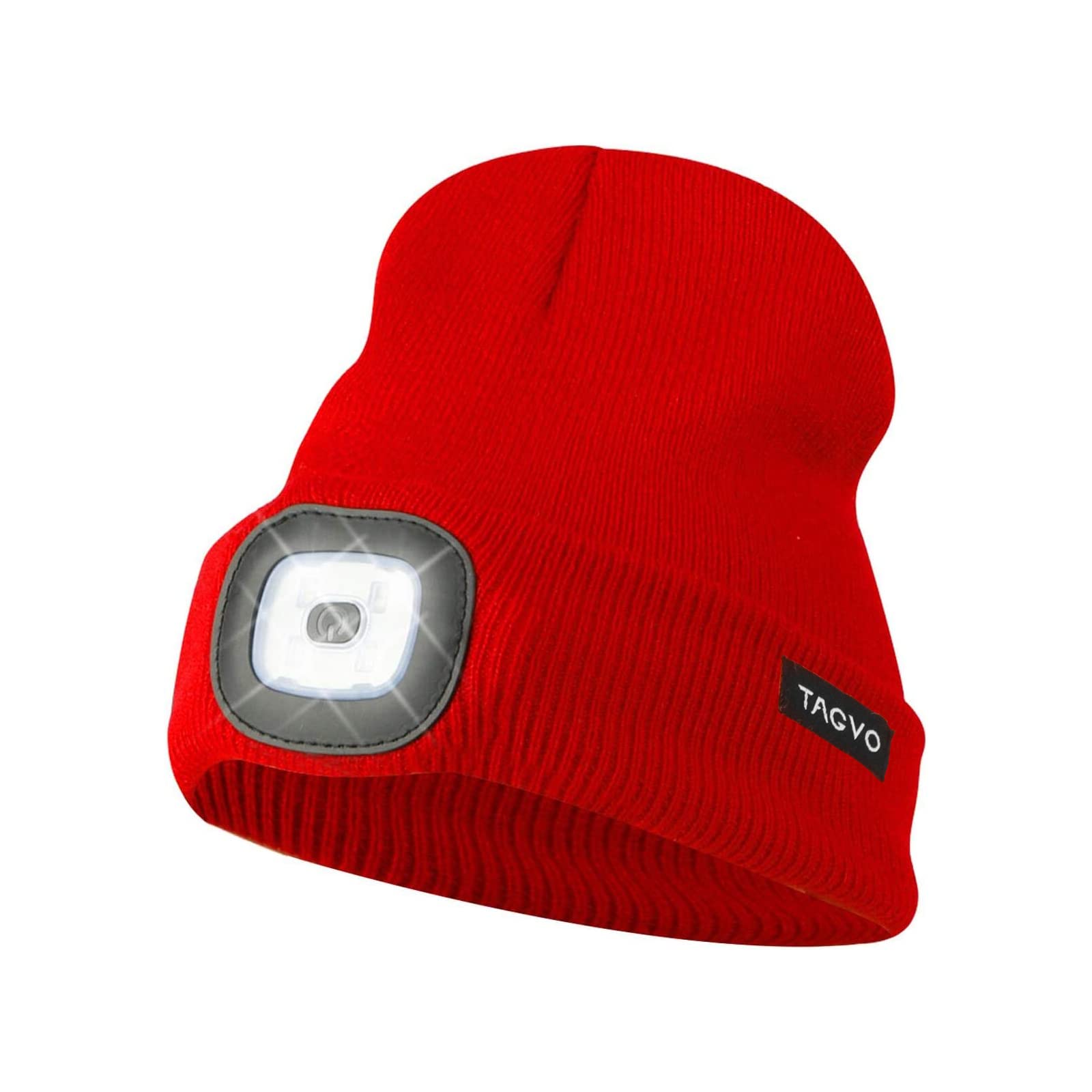 TAGVO LED Lighted Beanie Cap, USB Rechargeable Winter Warm Hats with 8 Lights, 2 Modes(Bright & Flashing Alarm), Running Camping Headlamp Knitted Skullies Beanie — image 1
