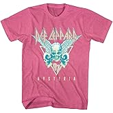 Def Leppard Hysteria '87 Three Skulls Adult Pink Heather Short Sleeve T Shirt 80s Rock Music Graphic Tees