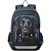 senya Dog Backpack for Boys Girls, Black Labrador Dog Portrait Backpack Students Bookbag Daypack for School Primary Teens, A01E23034