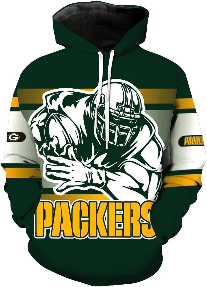 Icer Brands NFL Mens Team Logo Long Sleeve Hoodie Pullover Sweatshirt Tie Neck