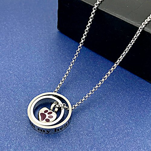 YOUFENG Urn Necklaces for Ashes No Longer by My Side Forever in My Heart Mom Dad Cremation Urn Locket Jewelry (Dog pet urn Necklace)