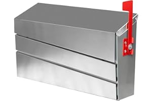 xhlokk Wall Mount Mailboxes for Outside, Stainless Steel Metal Mailboxes, Large Capacity Lockless Morden Mailbox with Flag