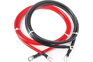 KEDAKEJI 2 AWG Gauge Battery Cable Red Black Pure Copper Battery Cables Power Inverter Wire Set for Solar RV Car Boat Automotive Marine Motorcycle with 5/16 in Lugs (4FT)