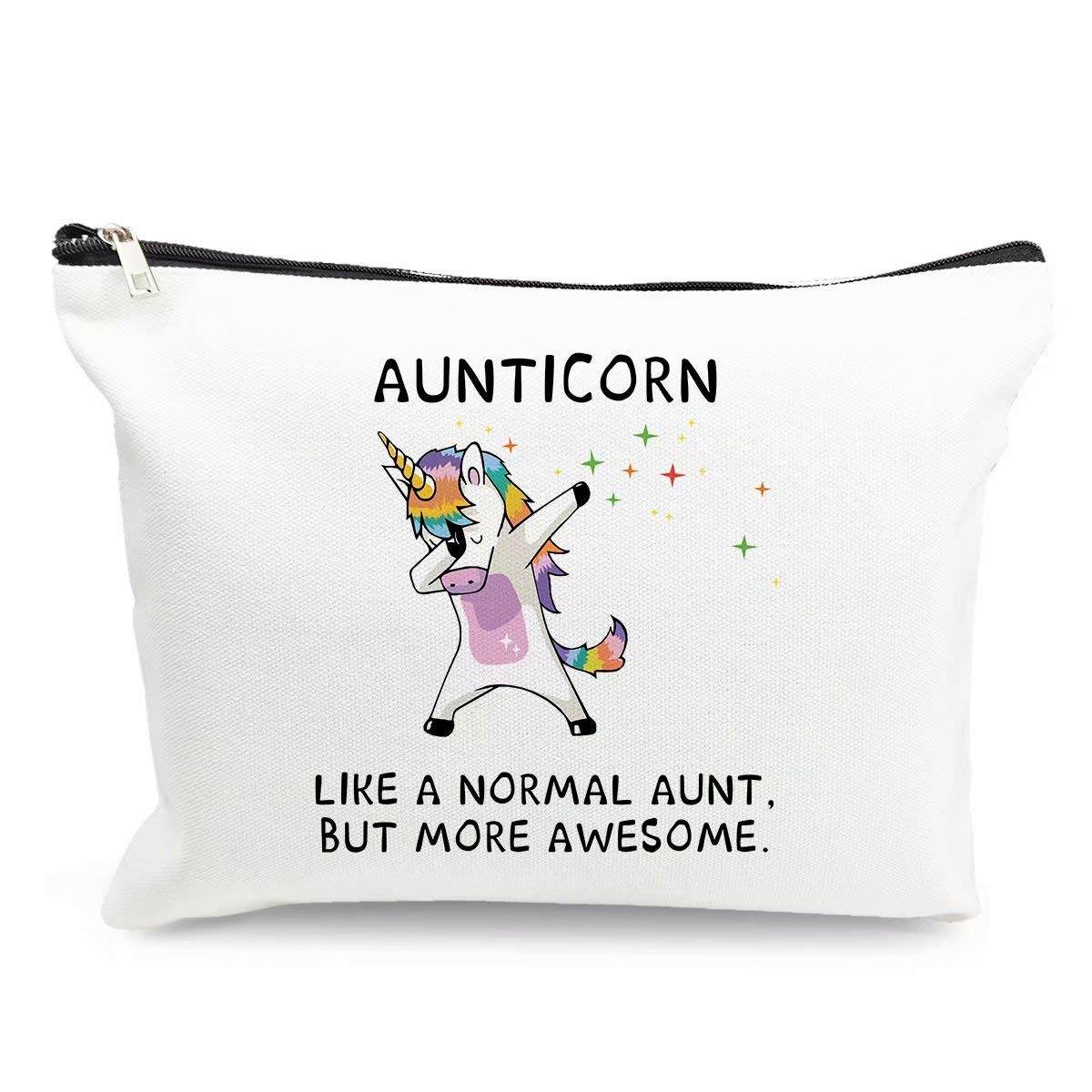 Aunticorn Makeup Cosmetic Bags Aunt Ever Cotton Zipper Pouch Travel Bag Toiletry Make-Up Case from Niece or Nephew for Auntie on Birthday Mothers day Christmas