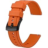 BISONSTRAP 24mm Silicone Watch Bands, Flexible Rubber Watch Straps for Men and Women, Orange with Black Buckle