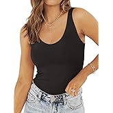 PINKMSTYLE Womens Basic Double Lined V Neck Tank Tops Slimming Workout Summer Tops Sleeveless Shirts