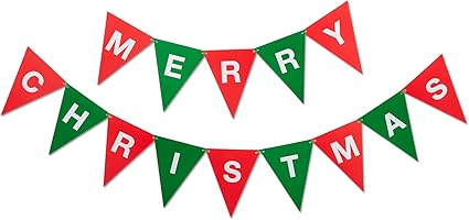 Amazon Com Merry Christmas Vintage Glitter Letters Paper Banner
