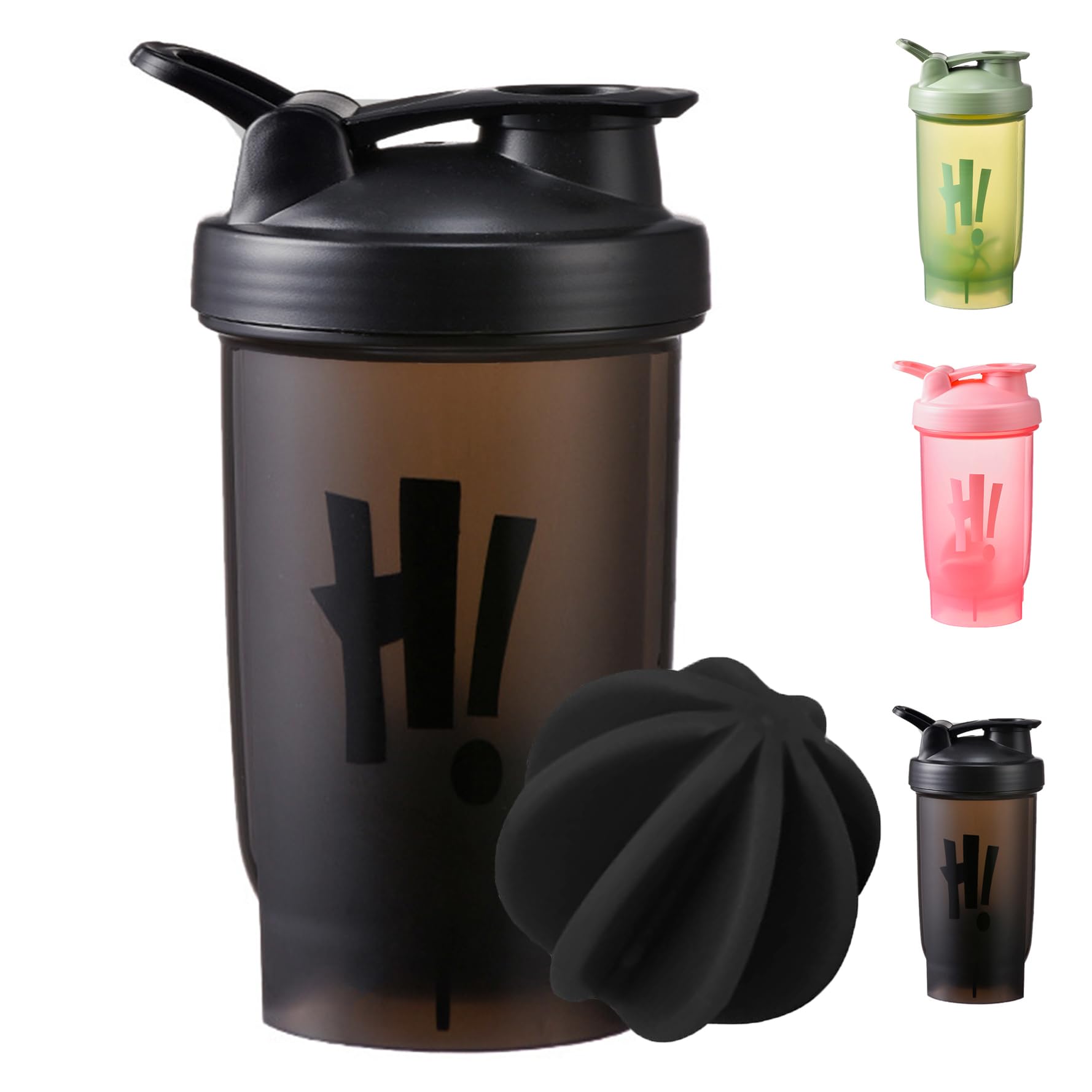 KANGSIT Protein Shaker Bottle with Mixing Ball, BPA- and DEHP-free, Leakproof Flip On Lid- Protein & Supplement Shaker Bottle 700ml (Black)