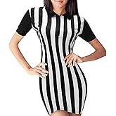 Skicuff Women's Referee Shirt Dress Official Ref Umpire Jersey for Basketball Football Halloween Costume Waitresses Uniform
