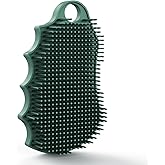 iTokGok Silicone Body Scrubber Silver-Infused Dual-Sided 3-in-1 for Shower, Body Cleaning+Massage+Exfoliator Body Brush Buffer for Men and Women, Silicone Loofah, Non-Slip Handle (Midnight Green)