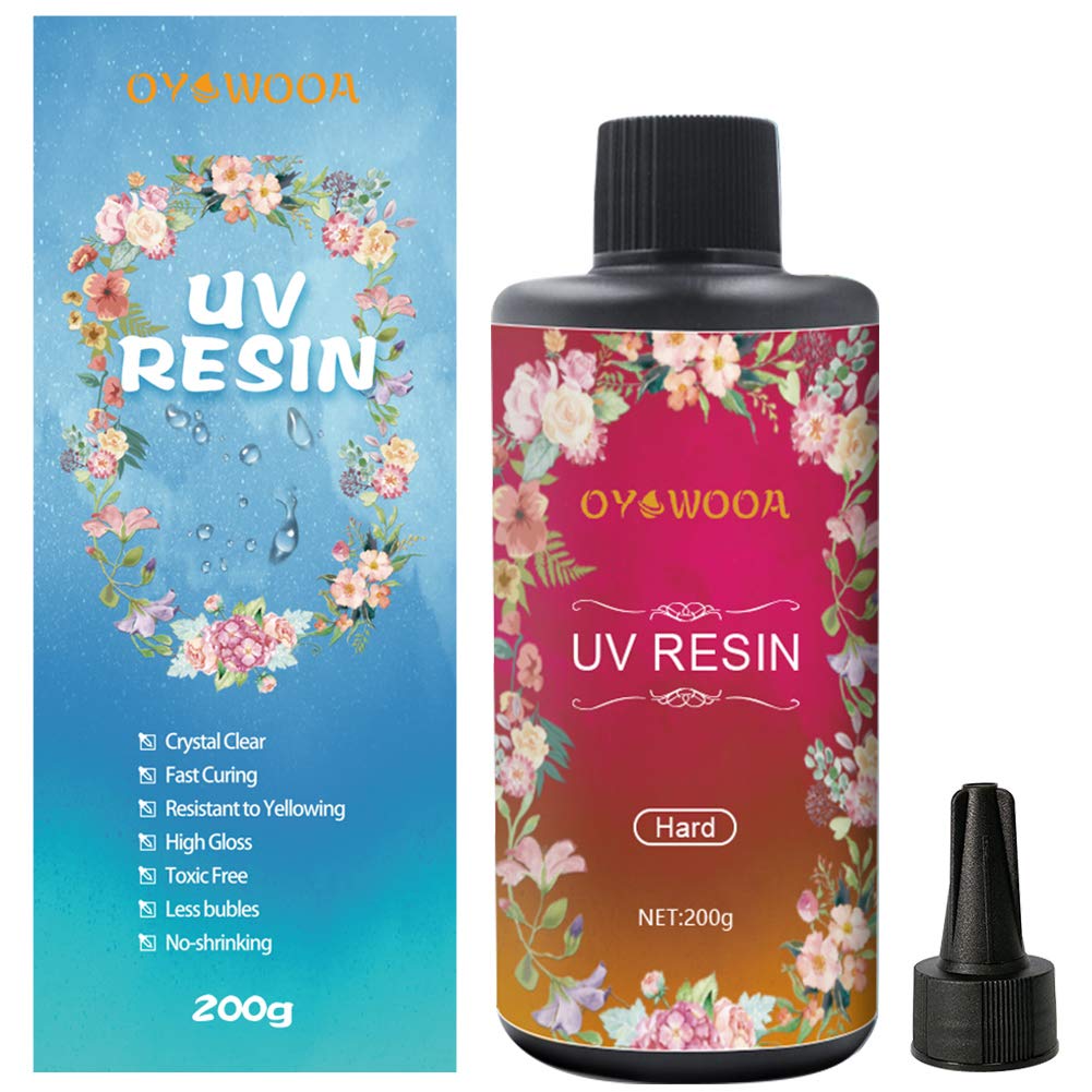 200g UV Resin Crystal Clear Hard Ultraviolet Curing DIY Jewellery Making Kit Hard Type LED Lamp Curing Resin for Art pendants Earrings Necklaces Bracelets Nail art accessories for Beginners