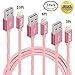 SPEATE Lightning Cable 3Pack 3FT 6FT 10FT Nylon Braided Fast Charger Cable Cord Compatible with iPhone X/8/8 Plus/7/7 Plus/6/6 Plus/6s/6s Plus/5/5s/5c/SE/iPad/iPod and iOS Devices, Rose Gold