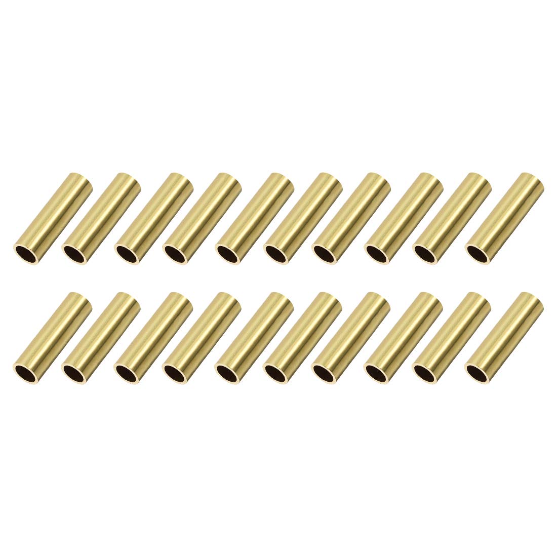 sourcing map Brass Round Tube, 9mm OD 1mm Wall Thickness 30mm Length Seamless Pipe Tubing for DIY Crafts 20 Pcs