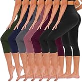TNNZEET 7 Pack Leggings for Women - High Waisted Yoga Pants with Pockets Black Leggings Women Full Length & Capri