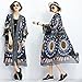 Women's Floral Printed Chiffon/Lace Kimono Cardigan Contrast-Trim Long Beach Cover Up