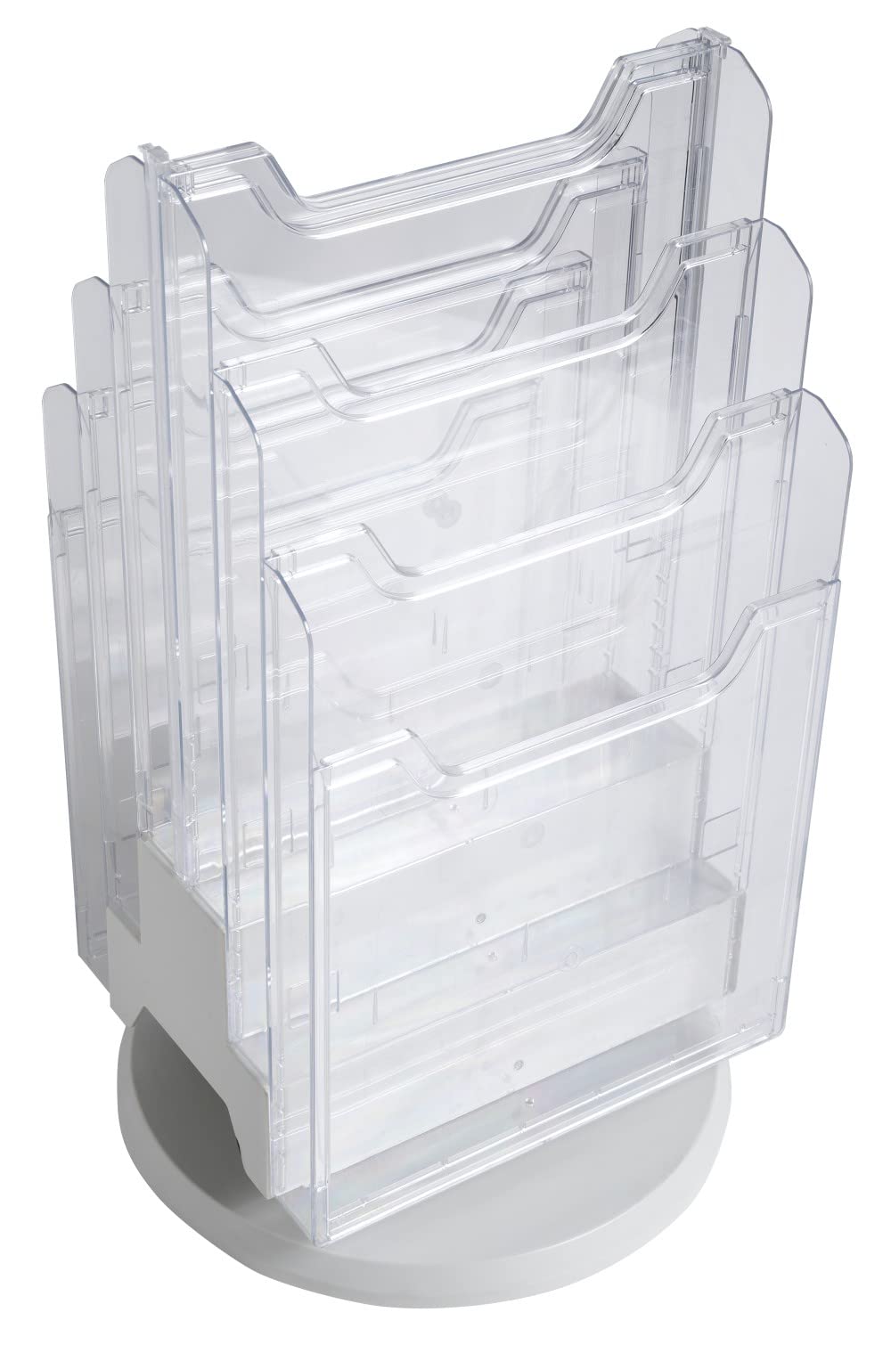 Exacompta - Ref 60558D - Rotating Counter Display - 315 x 315 x 465mm in Size, Suitable for A4 Documents, 6 Compartments, Strong Plinth - Light Grey/Clear