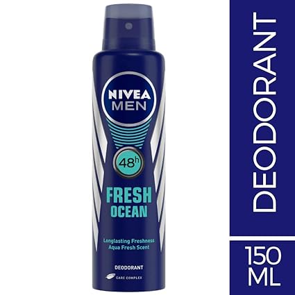 NIVEA MEN Fresh Ocean Deodorant, 150ml for long lasting freshness with aqua fresh scent