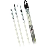 Jameson Glow Fish Rod Kit, 1/4 in x 12 ft &ndash; Non-Conductive Fiberglass Glow Rod for Running Wires through Ceilings, Walls, Floors, Attics &ndash; Includes Bullet Nose with Eyelet, Hook, and Storage Tube