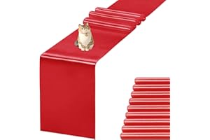 JEVIX 10 Pack Satin Table Runner 12 X 108 Inch Silk Table Runner for Party,Wedding, Birthday, Banquets,Decoration(Red)