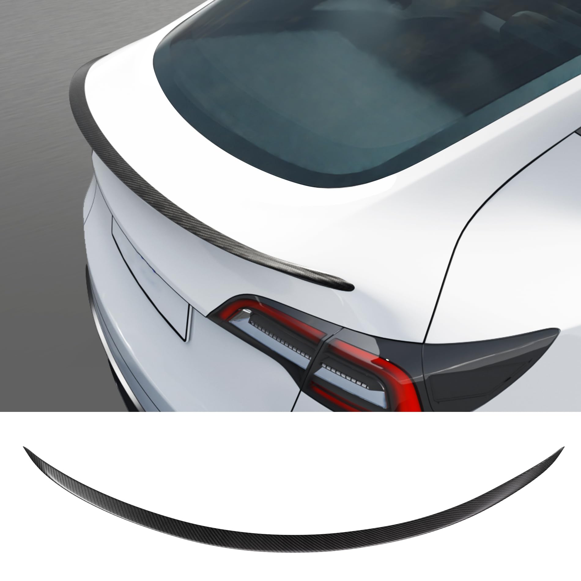 Photo 1 of (USED/FAIR) Real Carbon Fiber Rear Spoiler with Center Console Wrap Cover Kit Screen Protector Frame Compatible for 2021-2024 Tesla Model Y Matte Black (Set of 3)