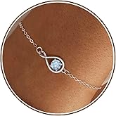 JSJOY Infinity Birthstone Bracelets for Women Unique Birthday Christmas Gifts for Women Mom Dainty Gold Silver Birthstone Bracelet Wedding Gifts