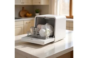 Cobuy Portable Countertop Dishwasher,7 Washing Programs Mini Dishwashers with 5 L Built-in Water Tank & 360° Dual Spray,Air Dry Mini Dishwasher With Baby Care,Apartments & RVs (White)