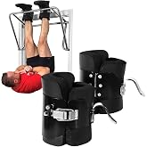 Estink Hanging Pull Up Boots,1 Pair Black Inversion Hang Up Boots Therapy Gym Fitness Physio Hang Spine Posture with Comfortable Foam Padding and Locking Clips